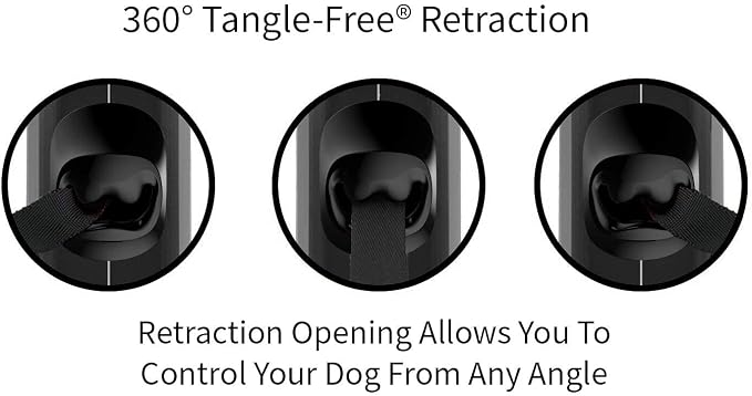 TUG Oval 360° Tangle-Free Retractable Dog Leash with Integrated Waste Bag Dispenser (Medium, Grey)