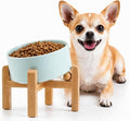 Petygooing Raised/Elevated 15°Slanted Ceramic Dog Bowl for Small Breeds,Tilted Anti Slip Pet Bowl,Food Water Dish with Stand for Cats and Small Dogs Puppy 13.5 OZ (5.1In / 1.7 Cups) Blue Sky
