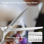 HASHIMOTO Straight Eraser Dog Grooming Scissors, 23 Teeth, 7.0 inch. | 80% Thinning Rate, Light Weight, Designed for Bulking off Coat Quickly. 440C Stainless Steel