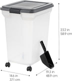 IRIS USA Dog Food Storage Container, Up to 58 lbs, Dark Gray, Made in USA | Includes 2-Cup Scoop & Wheels, Airtight Seal, BPA-Free, Bird Seed, Cat food, Cat Litter, Chicken Feed, Pellets