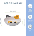 The Cat Ladies Ceramic Cat Bowls - Whisker Friendly Food Bowl - Cute Pet, Kitten Plates - Dishes for Indoor Cats - Dish for Wet Food & Water - Platos para Gatos - Calico, Small