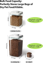 Dog Food Storage System with One-Touch Lid & Scoop, Mixed Size Set (2.8 QT / 2.65 L & 4.2 QT / 4.0 L) Cat Food Storage Container，Stackable Durable PET for Kibble, Treats & Complete Feeding
