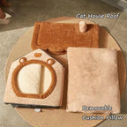 Cat Beds for Indoor Cats Small Dog,Cute Bear Cat Bed Cave Cat House, M - Image 7