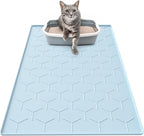 Garoopion Silicone Cat Litter Mat 34×22 inch, Easy to Clean, Blue | Waterproof Silicone Mat with Raised Edges, Catch Litter, Protect Floor from Urine, Multi-Use for Dog/Sink/Kitchen/Boots