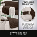 Sofa Shield® Couch Chaise Covers for Dogs, Reversible Furniture Protector with Strap, Stain and Tear Resistant Cushion Cover, 102x34 inch Seat, Machine Washable Slipcover Pets, Cats, Chocolate Beige