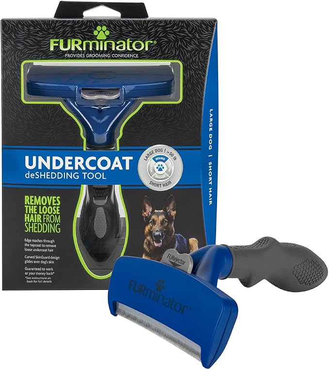FURminator Large Dog Undercoat deShedding Tool for Short Hair | Reduces Loose Hair From Shedding, Easy Clean-Up, For Dogs Over 50 lbs, Use Weekly, Ergonomic Handle For Comfort