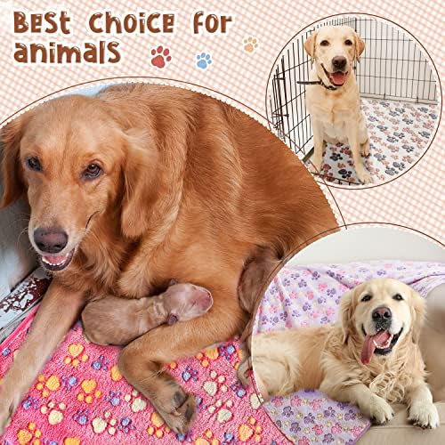 Tatuo 4 Pcs Fleece Dog Blanket for Puppy Cat, Mixed, 36 x 36 in, Paw - Image 3