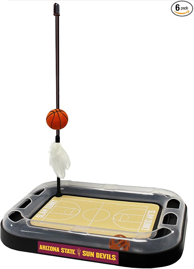 Cat Scratch Toy NCAA Arizona State Sun Devils Reversible Basketball Court Felt/Cardboard Cat Scratcher. Interactive Cat Ball Bell Tracks. 6-in-1 CAT Toy. Cat Wand Poll. Catnip-Filled Plush Basketball