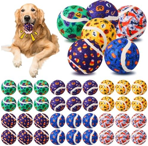 Civaner 36 Pcs Halloween Dog Toys Bulk, 2.5 Inch Squeaky Tennis Balls by Civaner