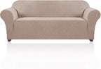 Stretch Sofa Cover Slipcover Couch Covers for 3 Cushion Couch Furniture Protector Sofa Covers with Non Slip Elastic Bottom Dogs Pet Friendly Fitted(Large Sofa 90"-100",Sand)