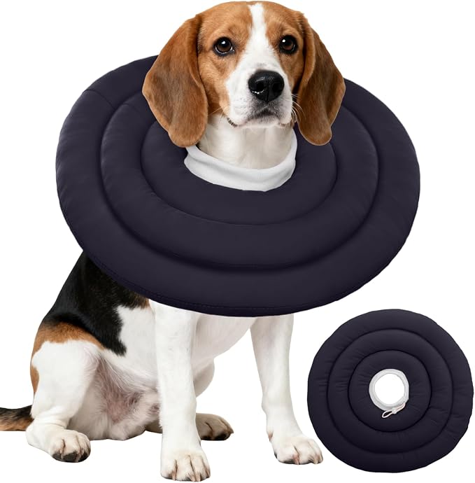 IDOMIK Dog Recovery Collar, Waterproof Soft Dog Cone After Surgery | Comfy Protective Elizabethan Collar Alternative for Dogs Cats, Adjustable Pet Neck Donut Cone Anti-Licking Wounds,Grey,XL