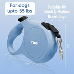 TUG Quest Retractable Dog Leash | 360° Tangle-Free | 16 ft Tape (M, Blue)
