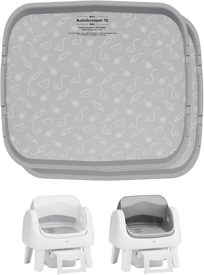 Litter Pad for Autoscooper 12, Waterproof Scratch-Resistant Non-Stick Pad, 15.39 x 13.74 Inches, Fit for Autoscooper 12 Self-Cleaning Litter Boxes, 2-Pack（ Not Compatible with Autoscooper 11 ）