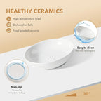 Havniva Elevated Cat Bowls, Cat Food and Water Bowl Set, Ceramic Cat Bowl | Raised Cat Food Bowls, Whisker Friendly, 5.6” Shallow Cat Dishes, Wide Cat Plates, Non-Slip Wood Stand, Two Heights