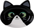 The Cat Ladies Ceramic Cat Bowls - Whisker Friendly Food Bowl - Cute Pet, Kitten Plates - Dishes for Indoor Cats - Dish for Wet Food & Water - Platos para Gatos - Black and White Cat, Large