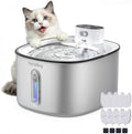 PartsBling Stainless Steel Cat Water Fountain, 4.2L/142 oz | Cordless Pet Water Fountain with Sensor, 5000mAh Rechargeable Battery, Ultra Quiet, 4 Filters, for Cats & Small Dogs, White