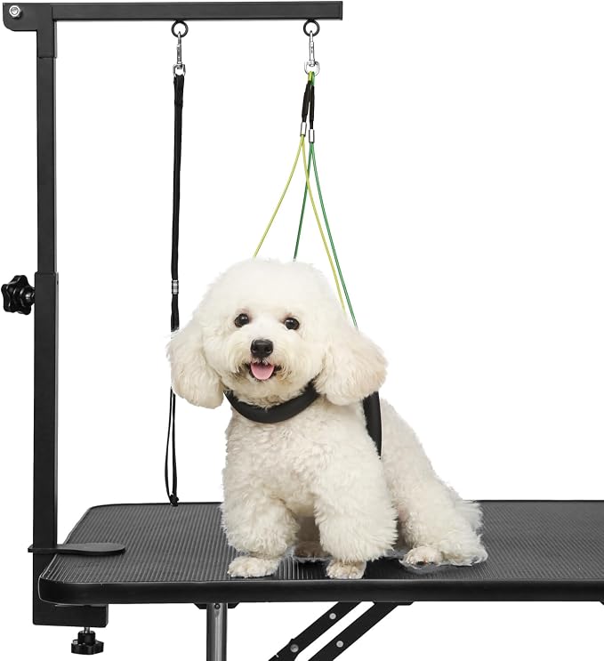 Breeze Touch Dog Grooming Table Arm with Clamp 32in, Pet Dog Grooming Table for Small Dogs at Home Foldable, Cat Dog Grooming Harness Stand Holder Portable for Trimming Nails, Drying, Haircut