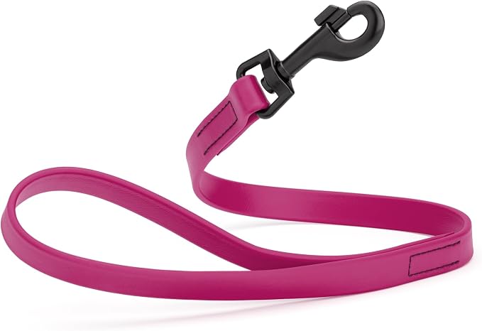 Dogline Biothane Waterproof Dog Leash Strong Coated Nylon Webbing with Black Hardware Odor-Proof Easy to Clean High Performance for Small or Large Dogs Made in USA 2 ft Lead, Magenta Pink