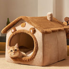 Cat Beds for Indoor Cats Small Dog,Cute Bear Cat Bed Cave Cat House, M - Image 4