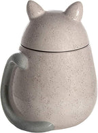 SPOTTED DOG GIFT COMPANY Ceramic Cookie Jar with Lid, Large Cat Treat Container for Cookies & Biscuits, Cute Novelty Kitchen Storage for Countertop, Gifts for Cat Lovers - 43oz Gray
