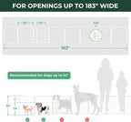 FXW Dog Gate, Extra Wide Adjustable for Openings Up to 183", 24" H | Flexible Space Control, Easy Walk-Through Access, 7 Panels + 1 Gate, For Puppies & Small Dogs, Garage Use