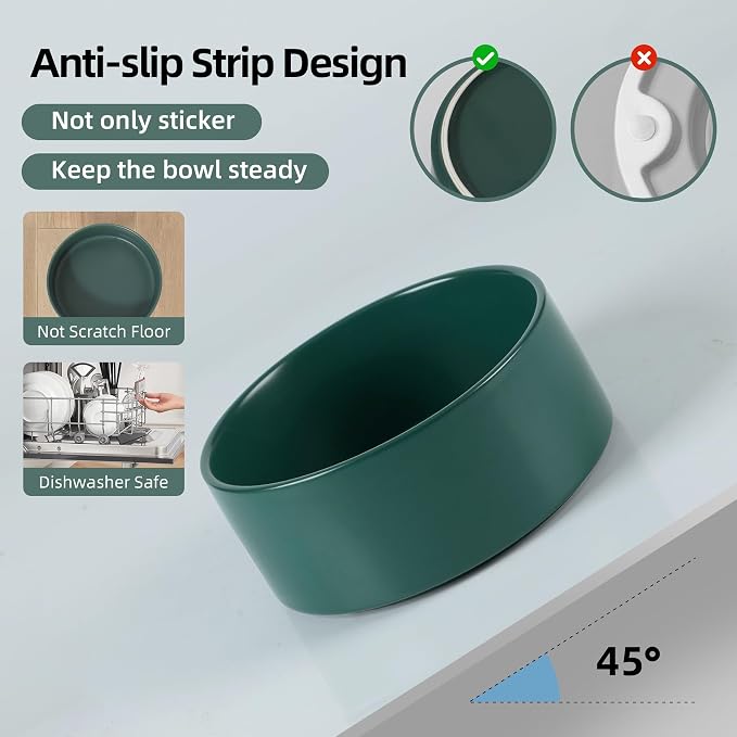 Havniva Dog Bowls Elevated, Ceramic Dog Food and Water Bowl | 8.3” Raised Dog Food Bowl, Elevated Dog Bowls with Bamboo Stand, Non-Slip Dog Water Bowl for Large Dog, Large Capacity