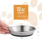 Cat Bowls, 6 Pcs Stainless Steel Bowls for Food and Water, Whisker Fatigue Shallow Non-Slip Cat Dishes Plates for Small Dog Puppies Cats