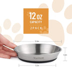 Cat Bowls, Stainless Steel Cat Bowls for Food and Water, Whisker Fatigue Shallow Non-Slip Dishes Plates for Small Dog Puppies Cats