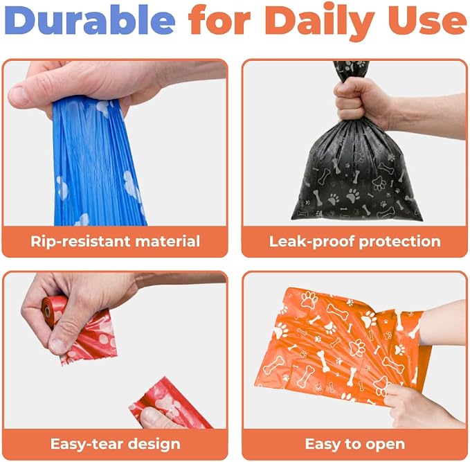 Best Pet Supplies Poop Bags for Dogs - Assorted Colors, 150 Count | Scented, Leak-proof, Easy-Tear perforations, 15 Thick Bags per roll, Outdoor Walking & Travel, Fits Standard Holders