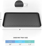Finorder Multi-Purpose Boot Trays, 2 Pack, 30" x 15" x 1.2", Black | All Weather Heavy Duty Shoe Trays & Mat for entryway, Indoor and Outdoor, Waterproof Pet Feeding Mat