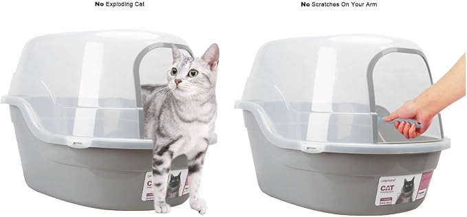 Petphabet Jumbo Hooded Cat Litter Box, Extra Large Gray