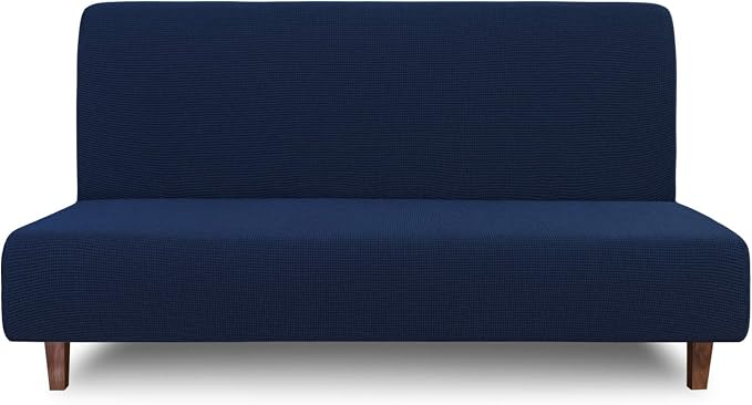 Easy-Going 100% Waterproof Futon Cover, Stretch Futon Slipcover Medium | Dual Waterproof Armless Futon Couch Cover, Leakproof Sofa Bed Furniture Protector for Kids Pets Dog Cat, Navy
