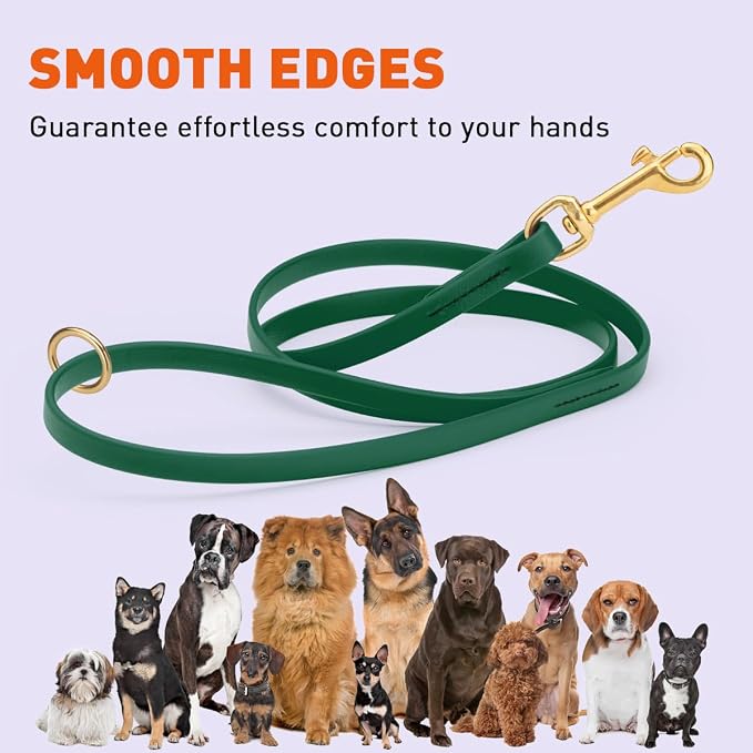 Viper Biothane K9 Working Dog Leash Waterproof Lead for Tracking Training Schutzhund Odor-Proof Long Line with Solid Brass Snap for Puppy Medium and Large Dogs 4ft, Hunter Green