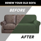 Stretch Sofa Cover Slipcover 1-Piece, Spandex Jacquard Fabric Universal Couch Cover for 3 Cushion, Washable Non Slip Sofa Cover, Pet Friendly (Large Sofa 90"-100",Bronze Green)