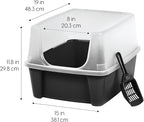 IRIS USA Large High Sided Cat Litter Box, Scatter Shield | High Kickers, Kick-Proof Sides, Extra Deep Pan, Raised Edge Protection, Keeps Floor Clean, Easy Daily Scoop