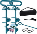 Eurmax USA 2-Pack Heavy Duty Dog Tie Out Stake, No-Tangle In Ground Anchor Runner for Large Dogs up to 210 Lbs - Perfect for Yard, Beach and Camping (Square,Navy Blue)