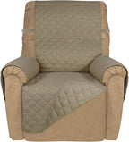 PureFit Reversible Recliner Chair Covers Couch Covers for Dogs, 19 in | Beige/Beige, Water Resistant Couch Protector, Washable Pet Couch Cover with Non Slip and Elastic Straps For Kids