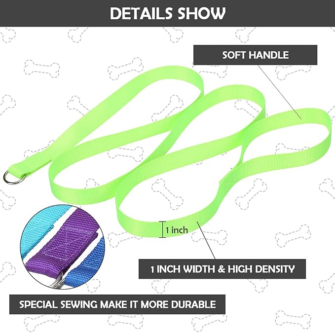 HOMIMP Slip Lead Dog Leash 6 FT- 48 PCS Bulk Colors Kennel Control Leashes for Small Medium Large Dogs Puppy Animal Rescue, Grooming - Heavy Duty Strong Nylon 6 Foot Long for Shelter, Vet, Training