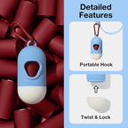 VETRESKA Dog Poop Bag Dispenser with 105 Bags, Leak Proof and Extra Thick | Pet Waste Bags for Dog Walking and Cat Litter, Rose & Amberwood Scented