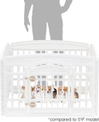 IRIS USA 4-Panel Dog Playpen, Pet Enclosure, White | Puppy Training, Configurable Layout, Multi-Shape Setup, Custom Pen Configuration, Secure Door Latch, Stable Non-Tip Base