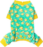 KYEESE Dog Pajamas Soft Dogs Clothes Pet Coat Velvet Dog Pajamas Small Sized Dogs Comfy Doggie Jammies Onesie Stretchy Doggie Pjs Pet Costume with Yellow Ducks Pattern, Small
