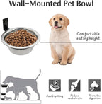 Hamiledyi 2 Pack Wall Mounted Elevated Dog Bowls - Adjustable Height Stainless Steel Raised Food & Water Bowls with Collapsible Stand for Medium & Large Dogs & Cats (M)