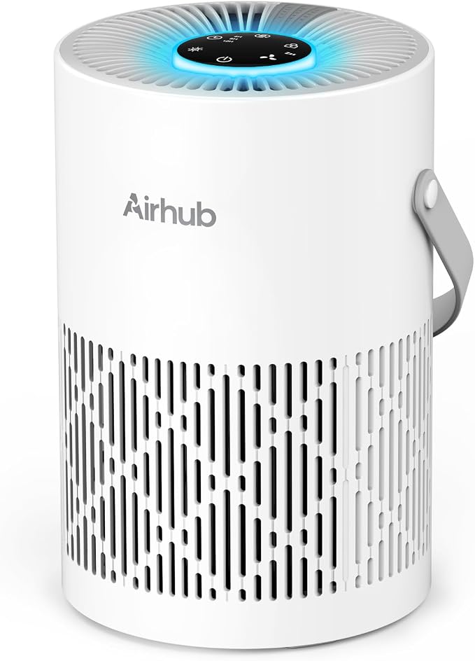 Air Purifiers for Bedroom Home Covers Up to 880 Ft² 1Hr 20dB Sleep Mode | True HEPA Quiet 3-in-1 Air Purifiers Filter, Air Cleaner 360° Intake Remove Dust, Smoke, Pet Dander & Odors, White
