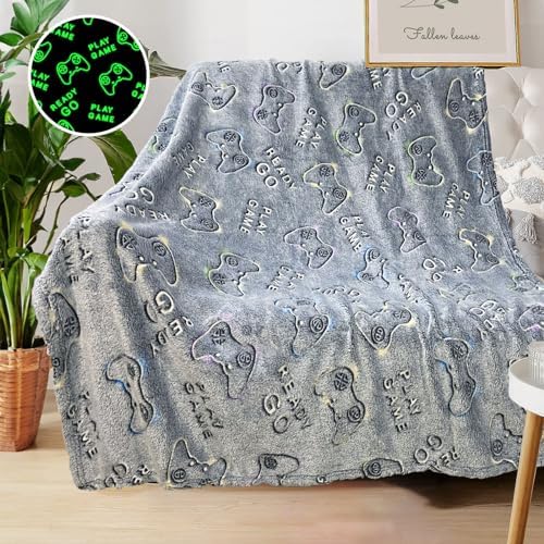 COMFAR Glow in The Dark Gamer Blanket, Gaming Blanket for Boys/Men 40"x 50" - Cool Gamer Gifts for Men, Women, Teen Boys/Girls by COMFAR