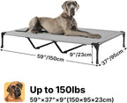 Veehoo Outdoor Elevated Dog Bed Large Sized Dogs, XXL Cooling Raised Dog Cots Beds Training Platform Off Ground Hammock with Breathable Mesh, No-Slip Feet, 59"x37.5", Grey | Off-ground training platform, portable camping hammock, breathable mesh, easy ...