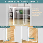 Fairy Baby 38" Extra Tall Baby Gate, 29.5"-40.5" Extra Wide Pet Gate for Dogs Puppy, Metal Auto Close Safety Child Gate for Stairs Doorways, Easy Install Pressure Mounted Dog Gate Indoor, White