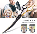 Black and Gold Two-Color Curved Grooming Scissors for Dogs 7.0" Professional Curved Pets Grooming Scissors for Small Medium Dog 9CR Stainless Steel(Black&Gold,Curved)