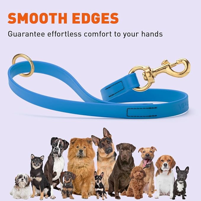 Viper Biothane K9 Working Dog Leash Waterproof Lead for Tracking Training Schutzhund Odor-Proof Long Line with Solid Brass Snap for Puppy Medium and Large Dogs 20in, Cerulean Blue