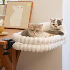 CHEERPALS Cloud Cat Bed Desk Mounted Hammock for Indoor Cats Perch Foldable | Reversible Mesh Warm Plush Mat, 90° Space Saving, Machine Washable Support Pet Bed for Kitty and Puppy(White, Large)