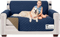 Sofa Shield® Couch Loveseat Covers for Dogs, Reversible Furniture Protector with Strap, Stain and Tear Resistant Cushion Cover, 54 inch Seat, Machine Washable Slipcover Pets, Cats, Navy Sand